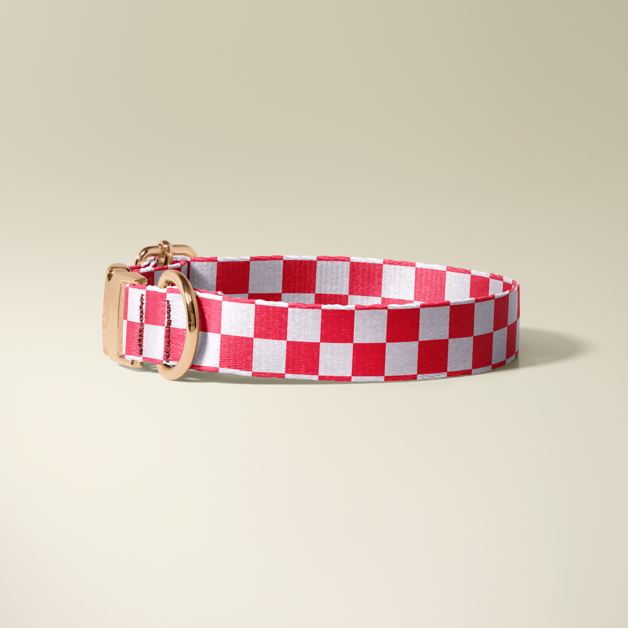 Gingham Rose Gold Collar - Red
